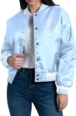 Starter Light Blue Washington Wizards Printed Script Jacket