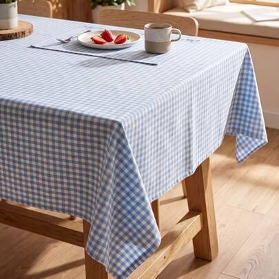 Shein Plaid Rectangular Rustic Checkered Tablecloth Tablecloth Blue