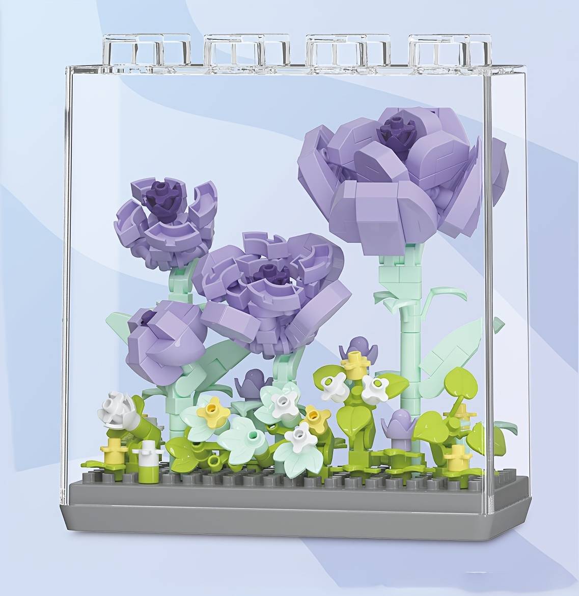 Temu Stackable Dustproof Flower Rose Micro Building Block Toy