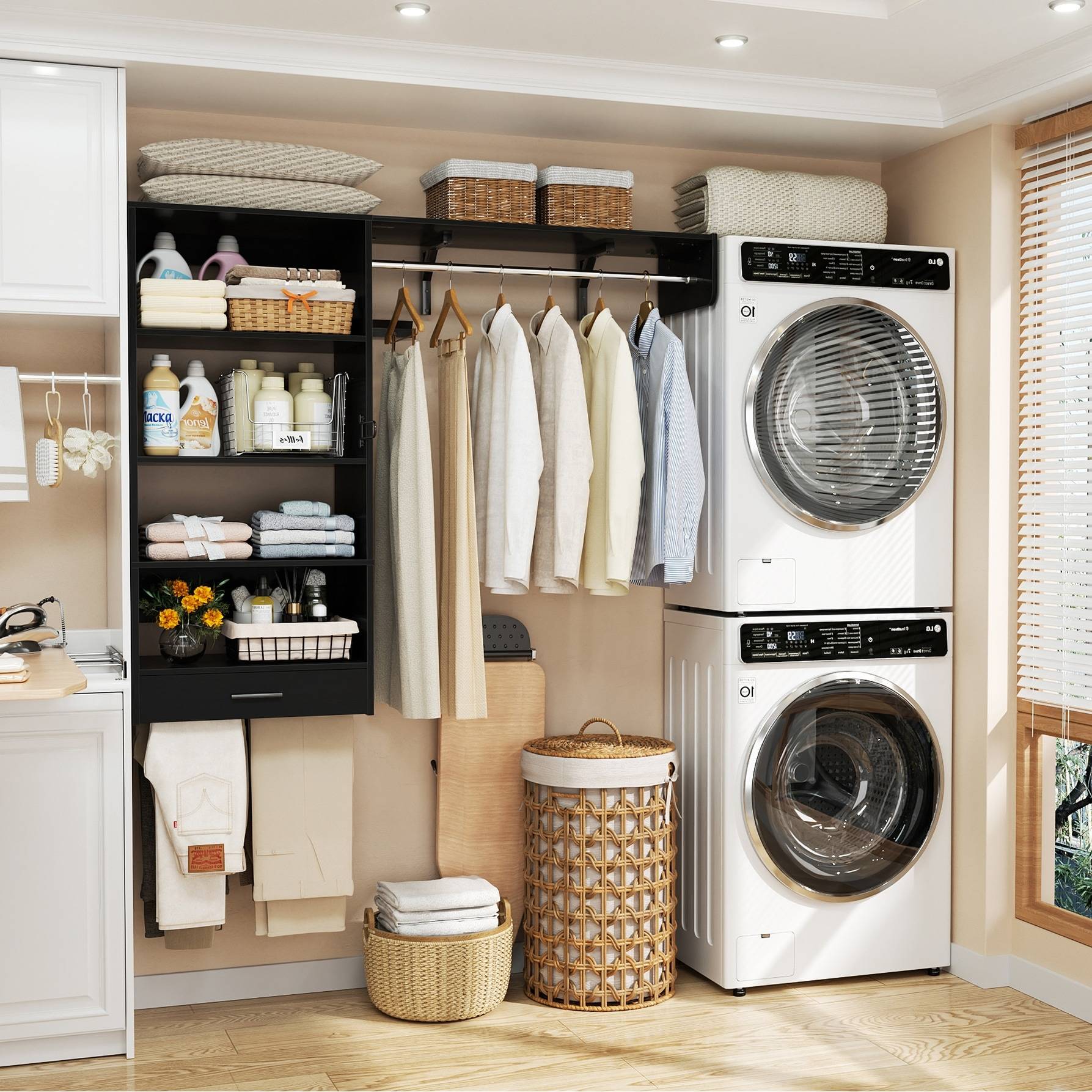Wall mounted clothing rack Rackcog 60 Inch Wall-mounted Closet System Clothes Rack 60x52"