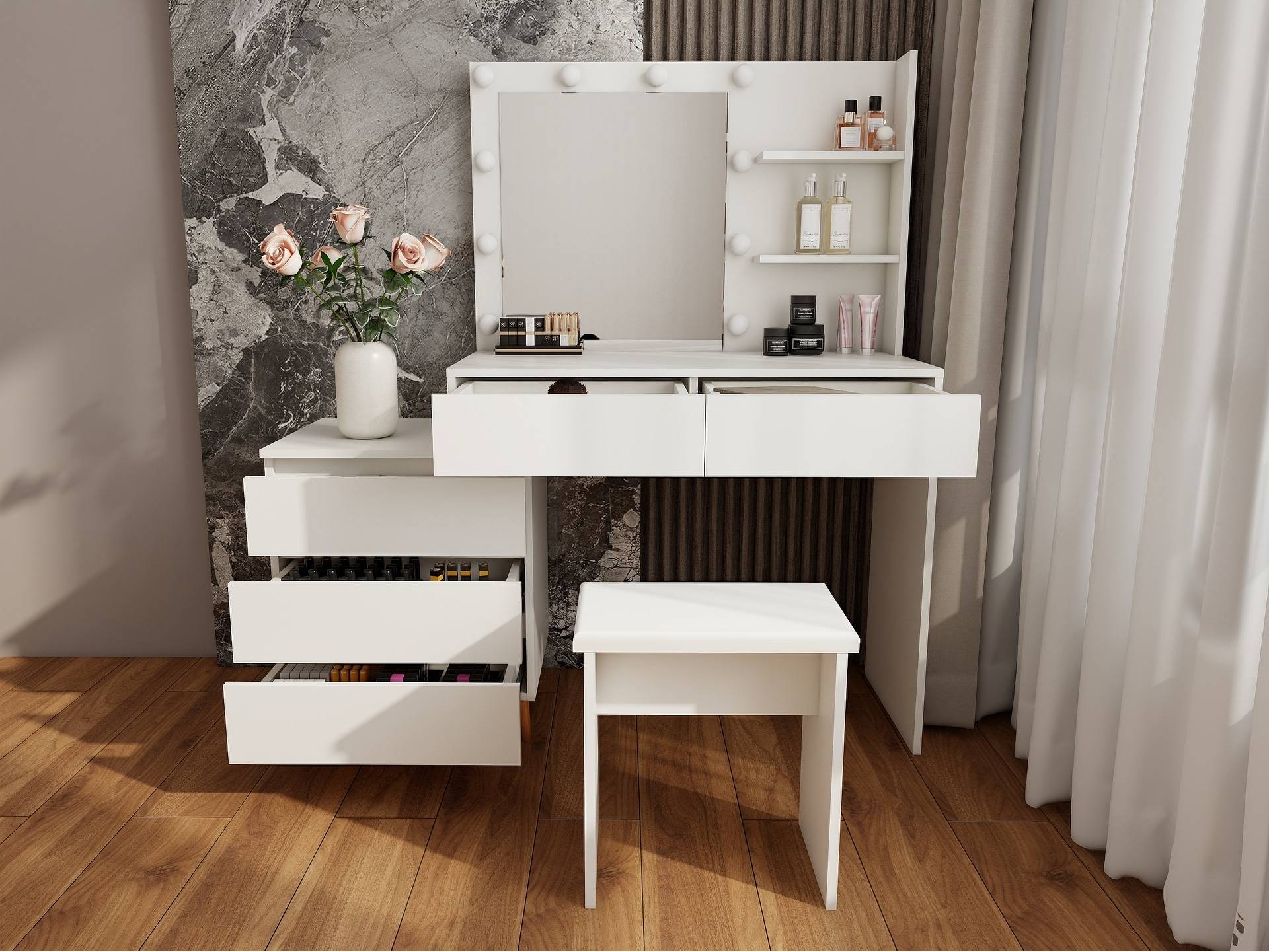 Makeup vanity table with lighted mirror AISWORD LED Lighted Makeup Vanity Table With Mirror Dressing Table