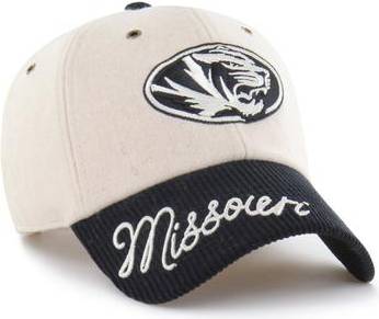 '47 Missouri Tigers Rope Script Clean Up Adjustable Hat - Cream/Black
