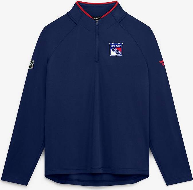 Fanatics New York Rangers Authentic Pro Rink Raglan Lightweight Quarter Zip Pullover - Ran Blue
