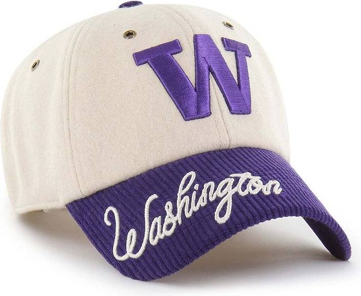 '47 Washington Huskies Rope Script Clean Up Adjustable Hat - Cream/Purple