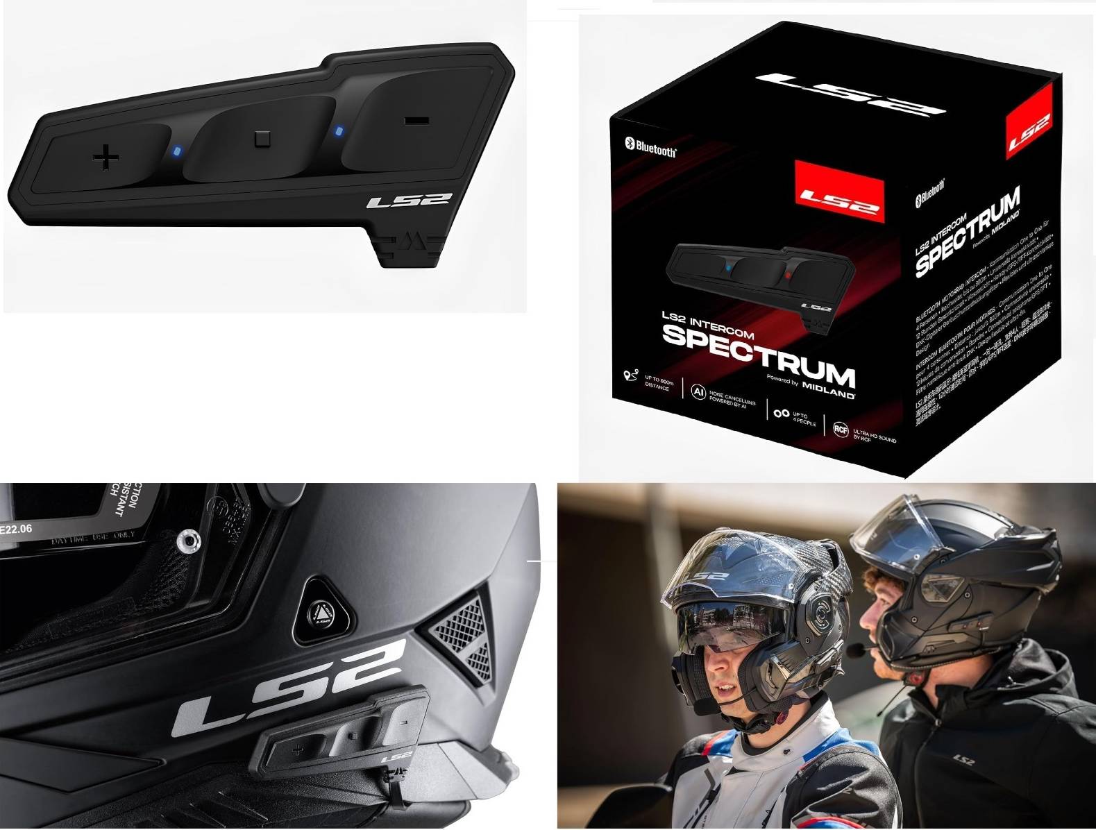 LS2 Intercom Spectrum Evo Bluetooth System Motorcycle Helmets