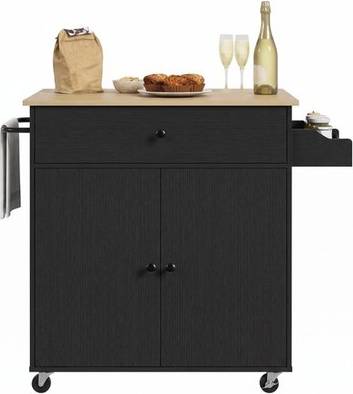Kitchen storage trolley Homcom Kitchen Island With Drop Leaf Storage Trolley - Black