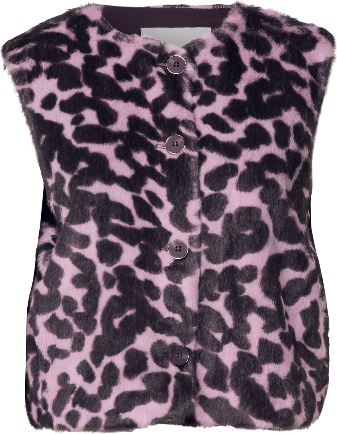 Väst i fuskpäls dam Street One Fake Fur Weste Mit Rundhals Print - Rosa