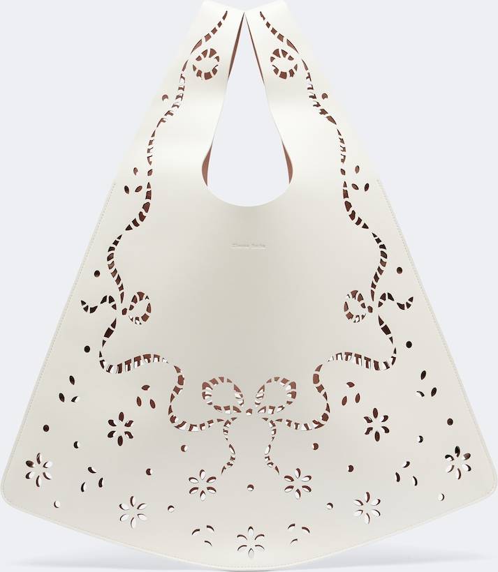 Simone Rocha Laser-cut Leather Shopper - White