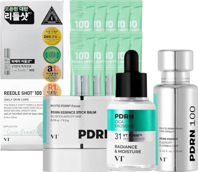 VT Cosmetics PDRN Glow Routine Skincare Set Black