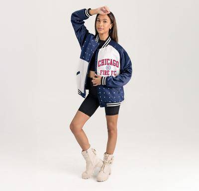 Gameday Couture Navy Chicago Fire Refined Rivalries Rhinestone Raglan Jacket - Navy