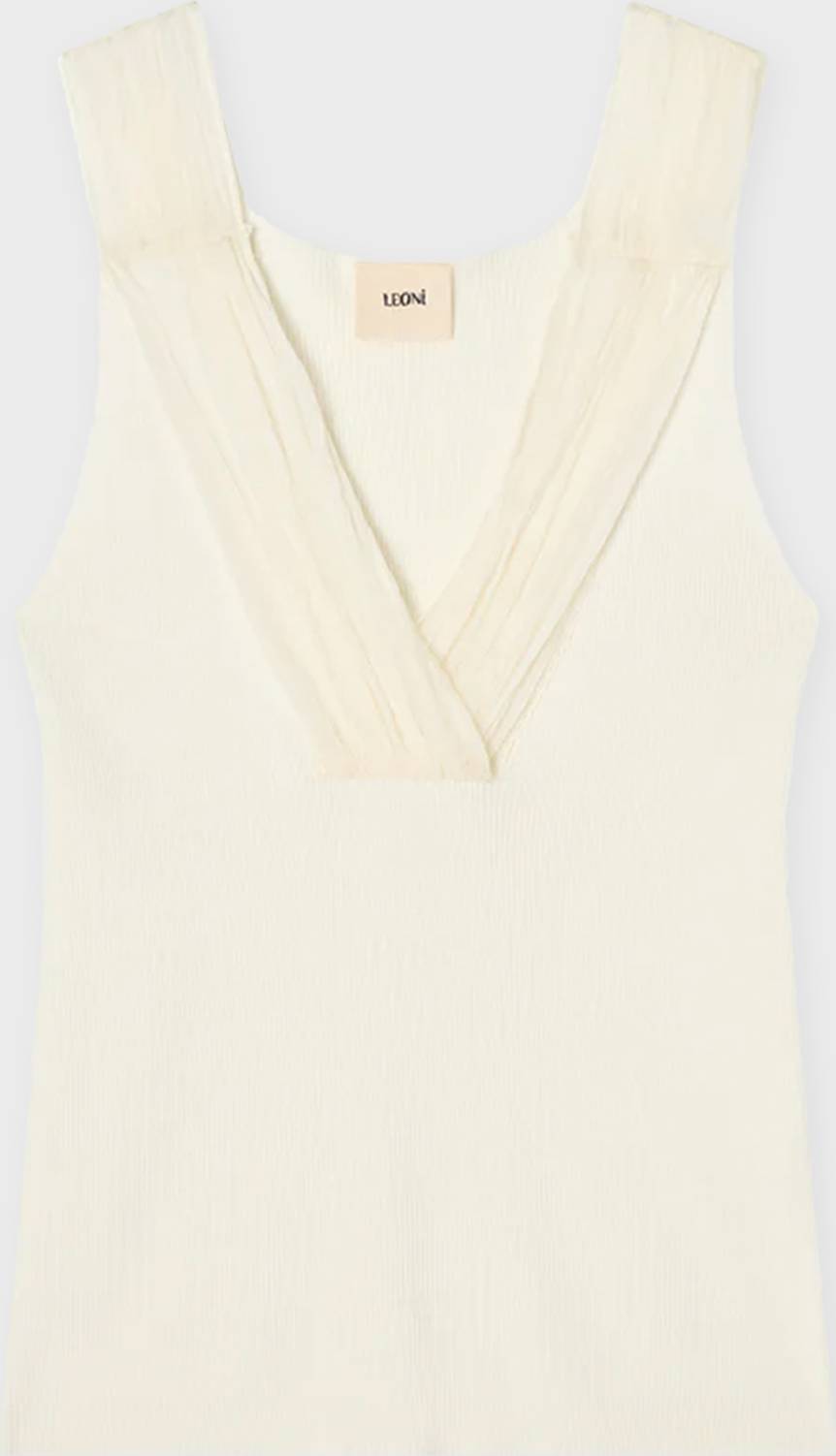 Nour Ribbed Silk Georgette Top - Ivory