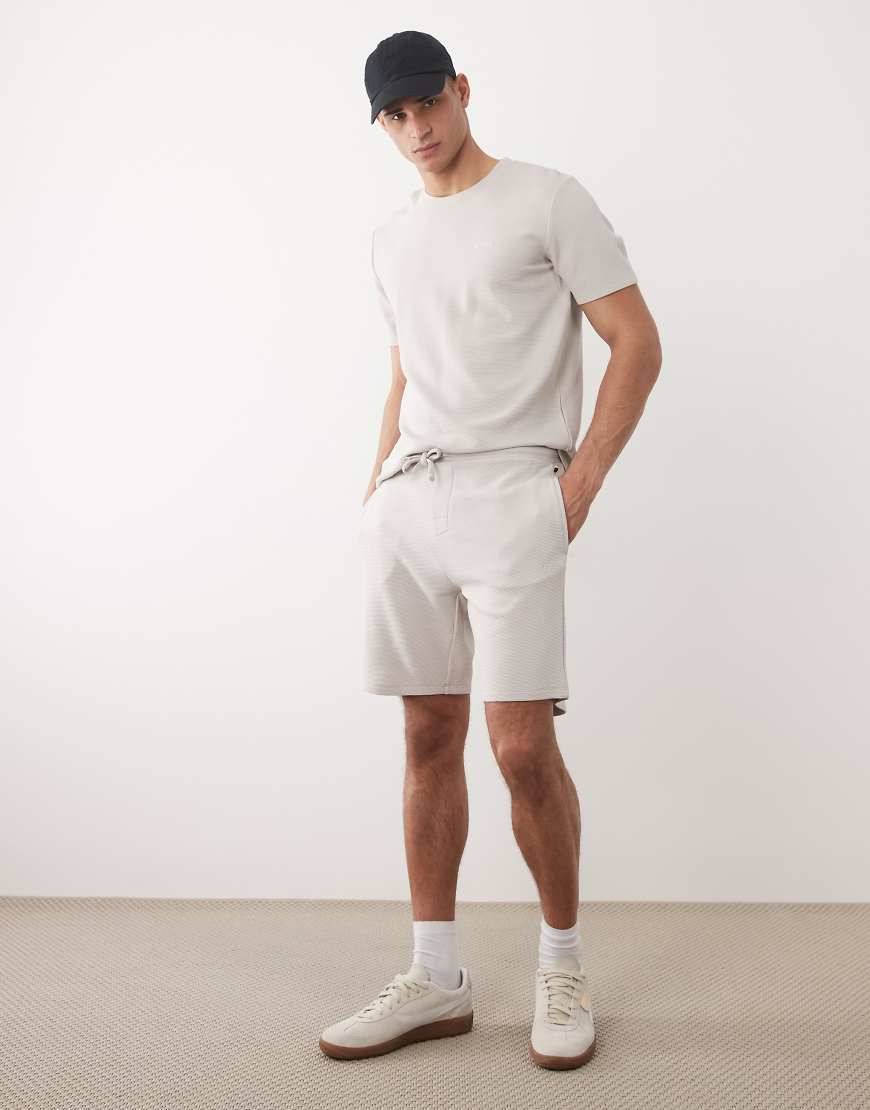 BOSS Bodywear Ribbade Mysshorts Set - Ljusgrå