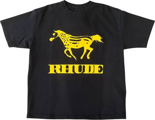 Rhude Racing Crest T-shirt Bomuld - Sort