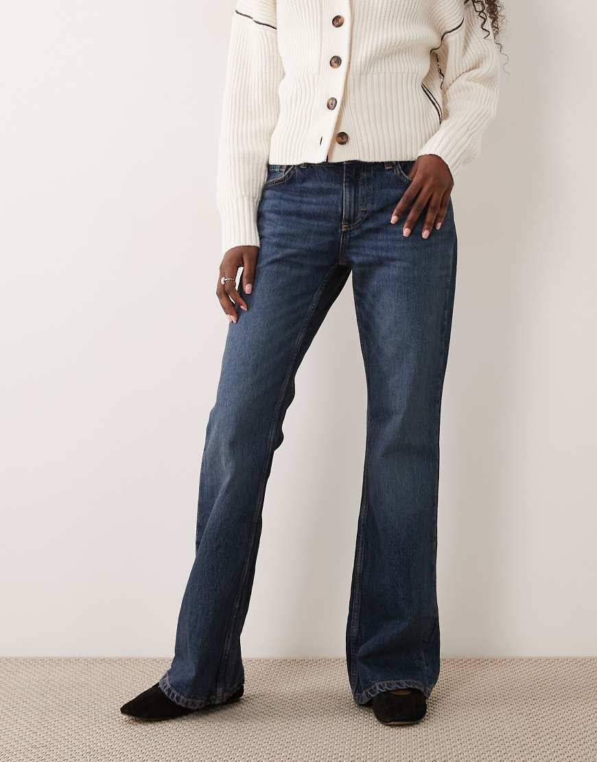 Mango Low-Rise Flared Jeans Dark Blue