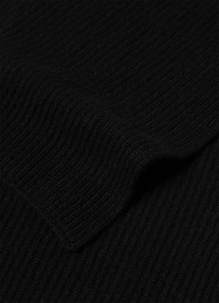 Cashmere Ribbed Scarf - Noir