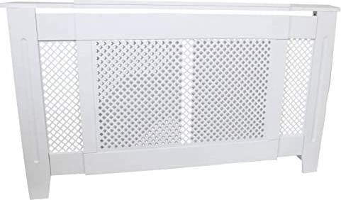 MonsterShop Adjustable Radiator Cover White Painted Wooden Grill