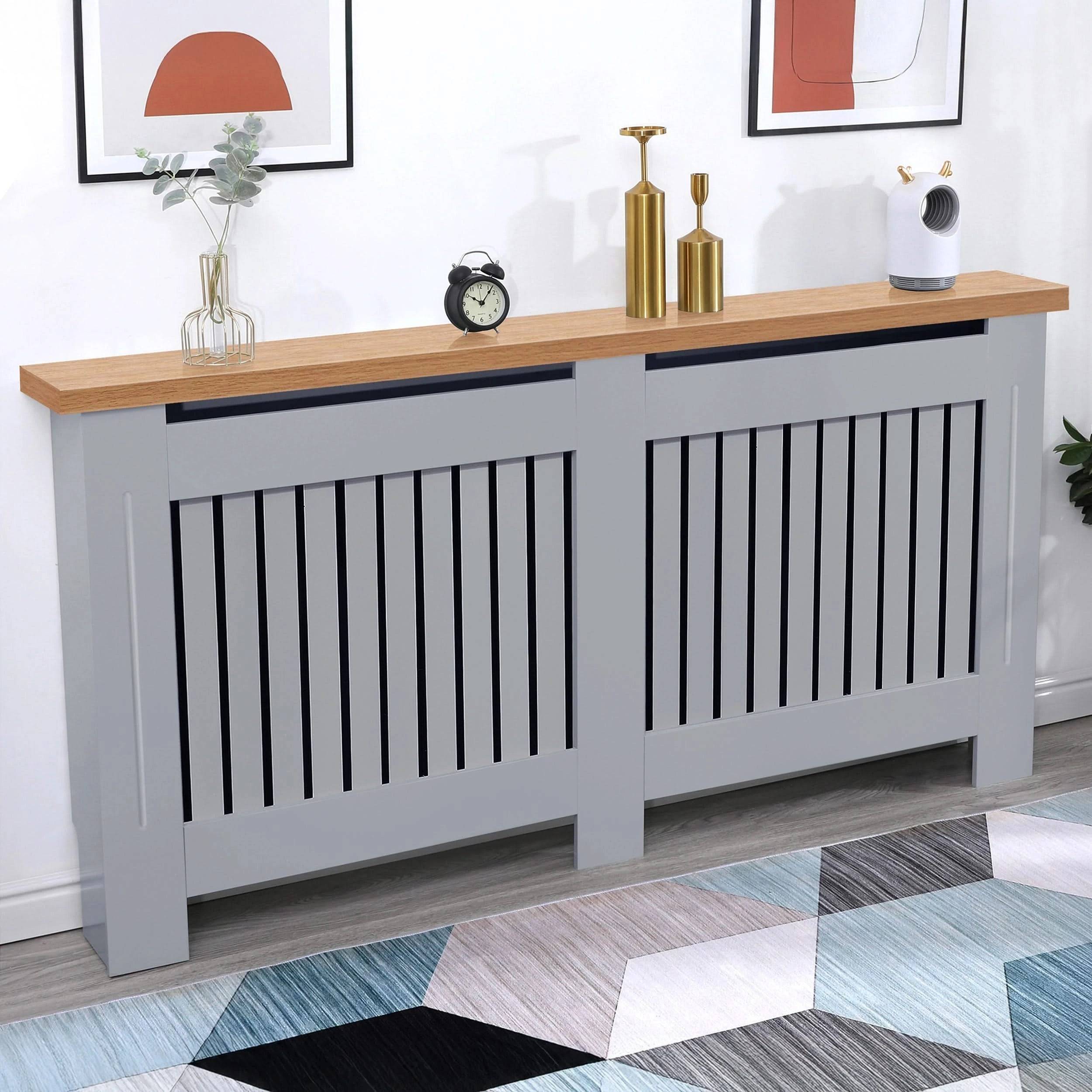 DHS Radiator Cover With Oak Top Vertical Slatted Design