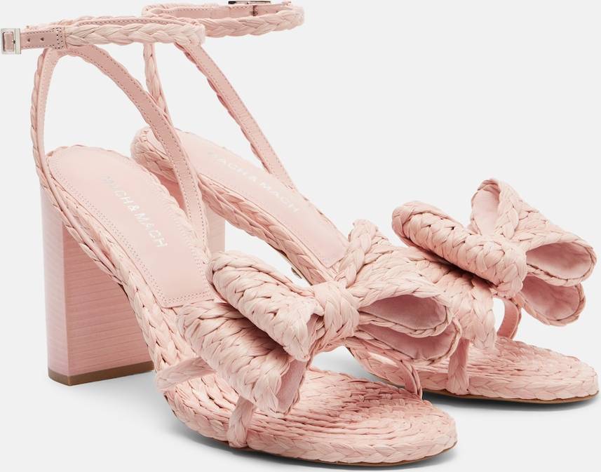 Mach & Mach Raffia-Effect Sandals Pink