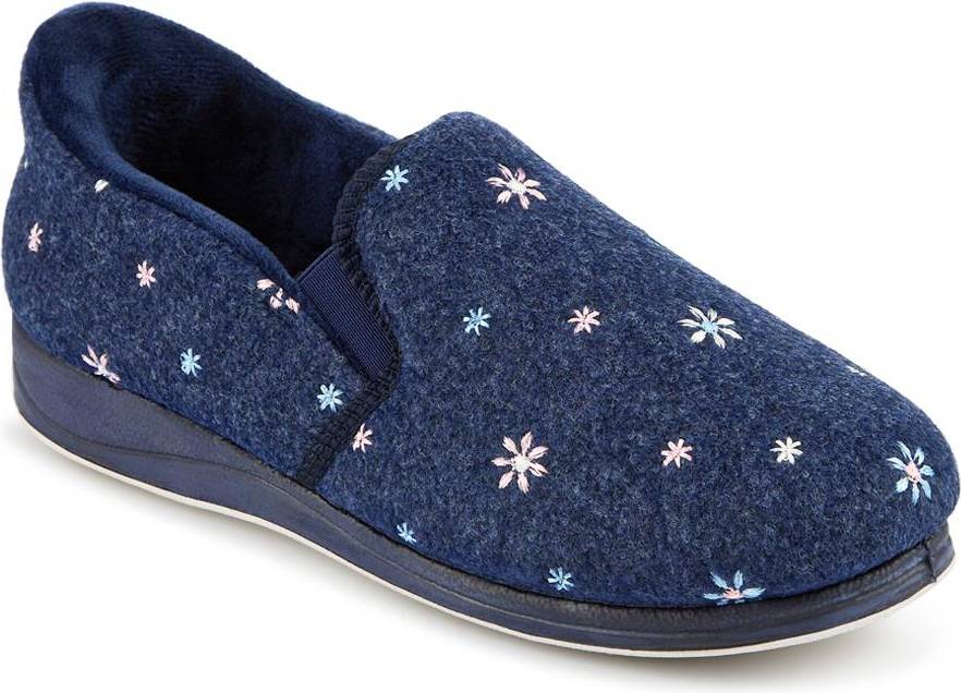 Pavers Easy Step In Memory Foam Slippers - Navy