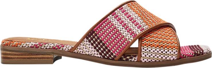 Moda In Pelle Naela Orange Textile Slider Sandals