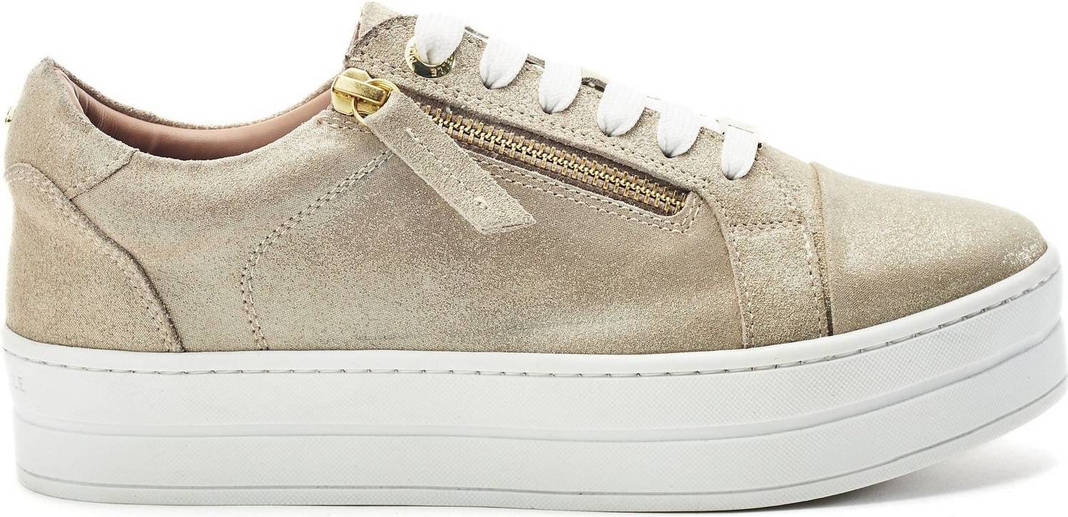 Moda In Pelle Abbee Leather Platform Trainers - Gold