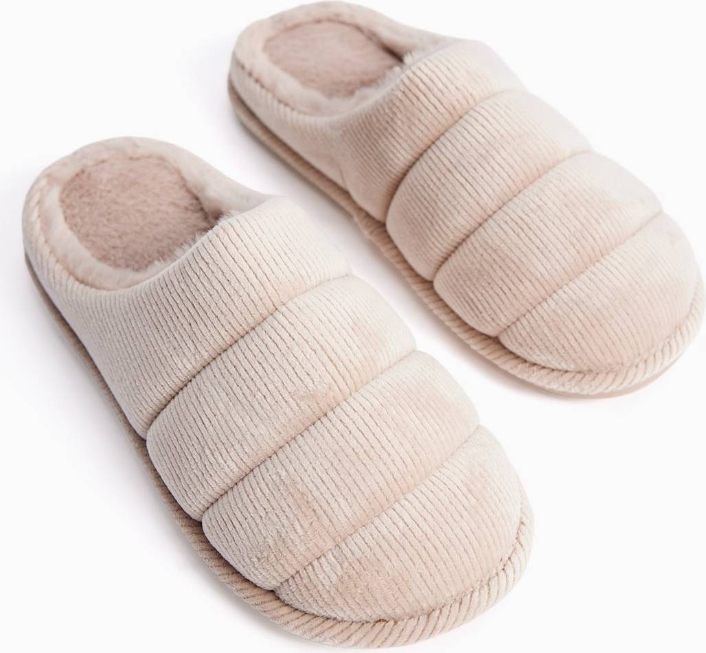 Stone Rib Velour Mule Slippers