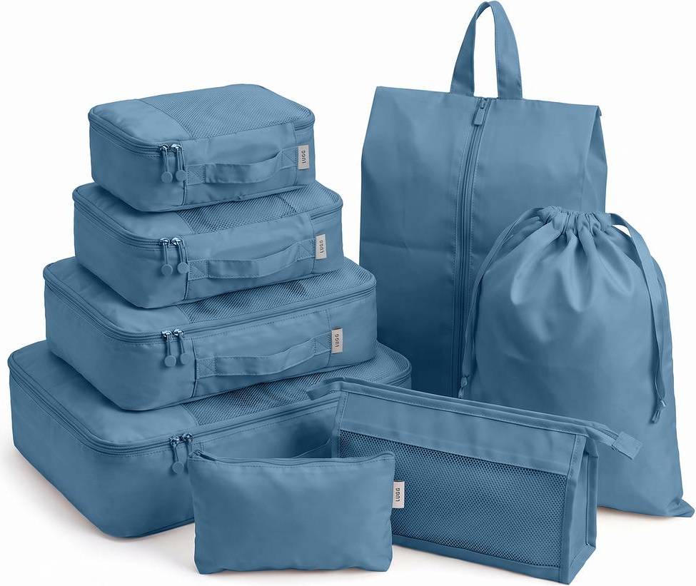 Lugg 8 Set Compression Packing Cubes Slate Blue