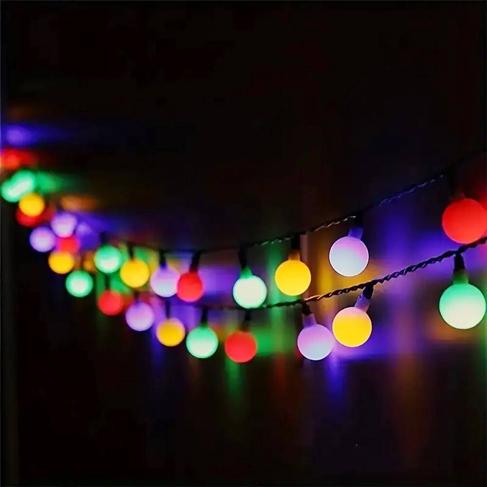 Living and Home Solar Powered LED Ball String Lights Multicolor One Size String Light