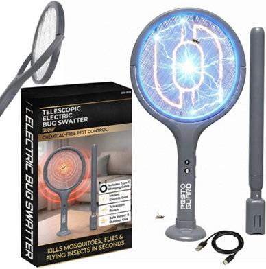 B&Q Electric Fly Swatter Telescopic 3000V Bug Zapper Racket