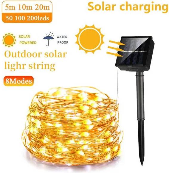 Winwin Warm White Solar Powered String Lights 12M String Light