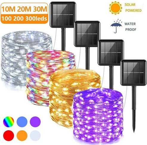 Winwin Solar String Lights 10M 33FT Warm String Light 100 Lamps