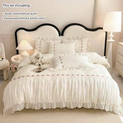 Shein Conjunto Ropa Cama 3 Piezas Coreano Ropa de Cama Blanco