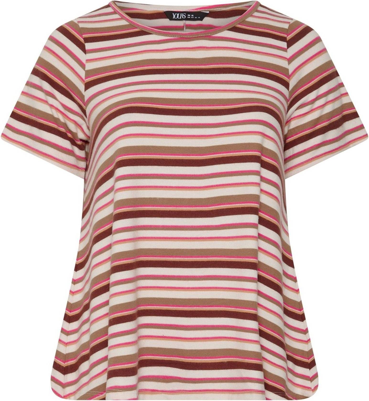 Yours Curve Natural Stripe Ribbed Top - Multicolor