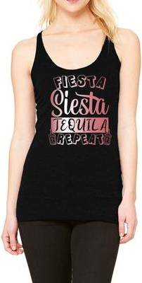Tequila Fiesta Siesta Tequila Repeat Racerback Tank