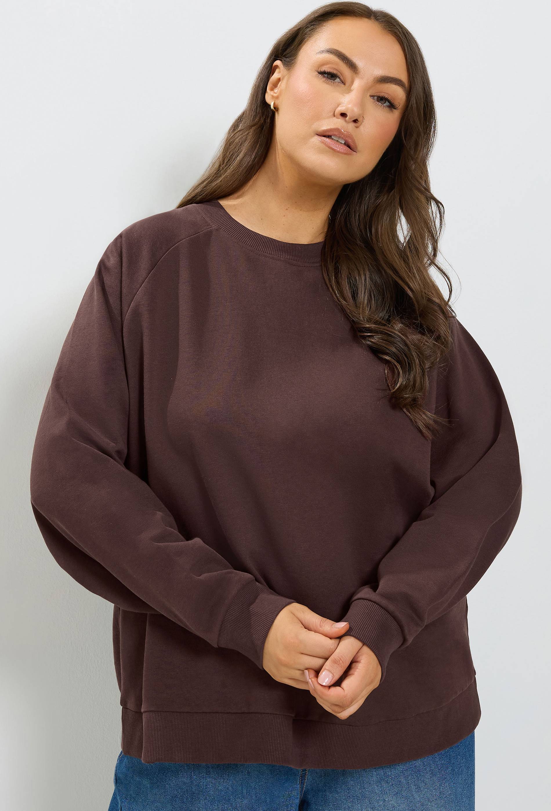 Yours Raglan Oversized Sweatshirt - Chocolate
