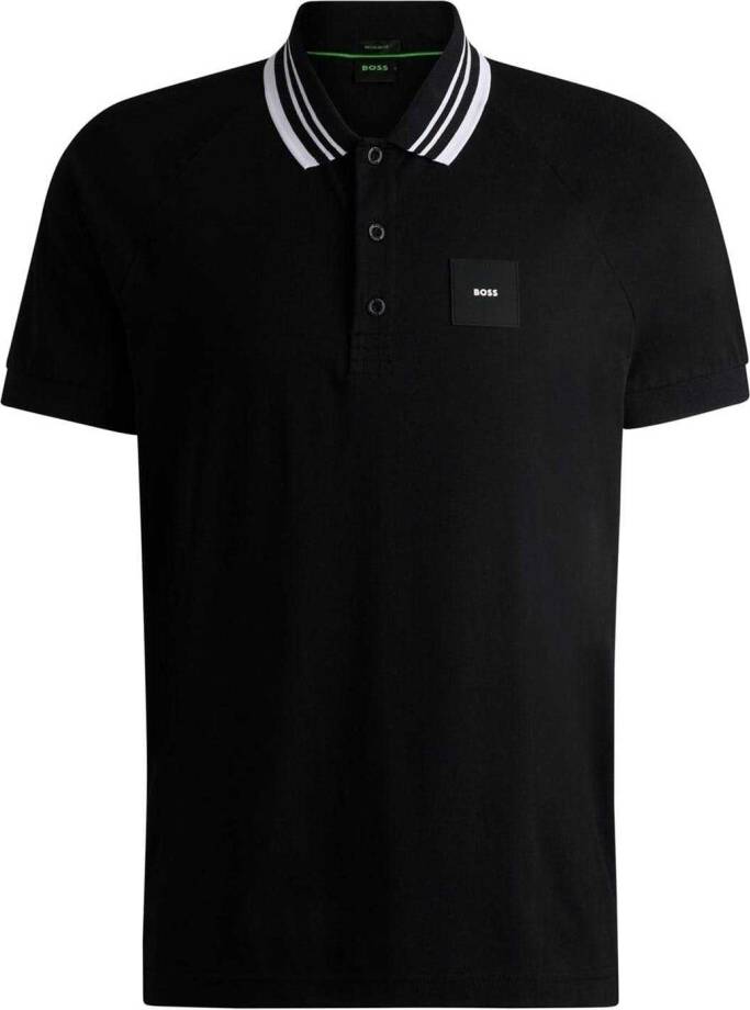 BOSS Collared Regular Raglan Polo Shirt - Black