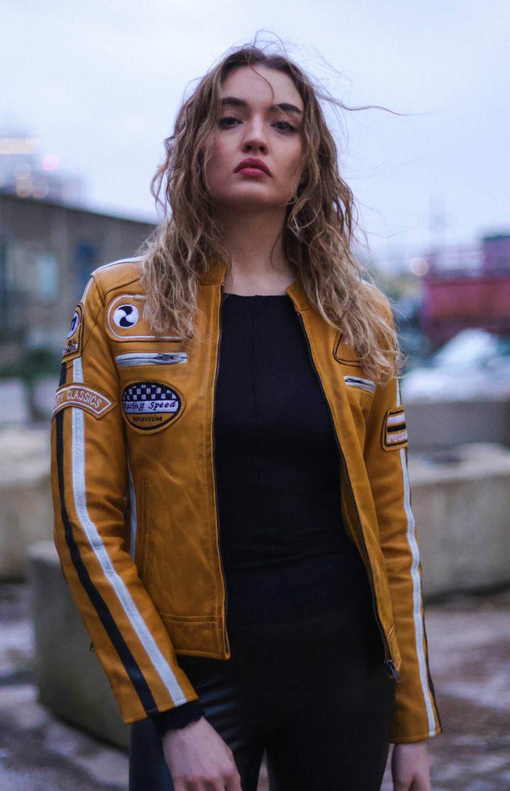 Infinity Leather Biker Racing Badges - Yellow