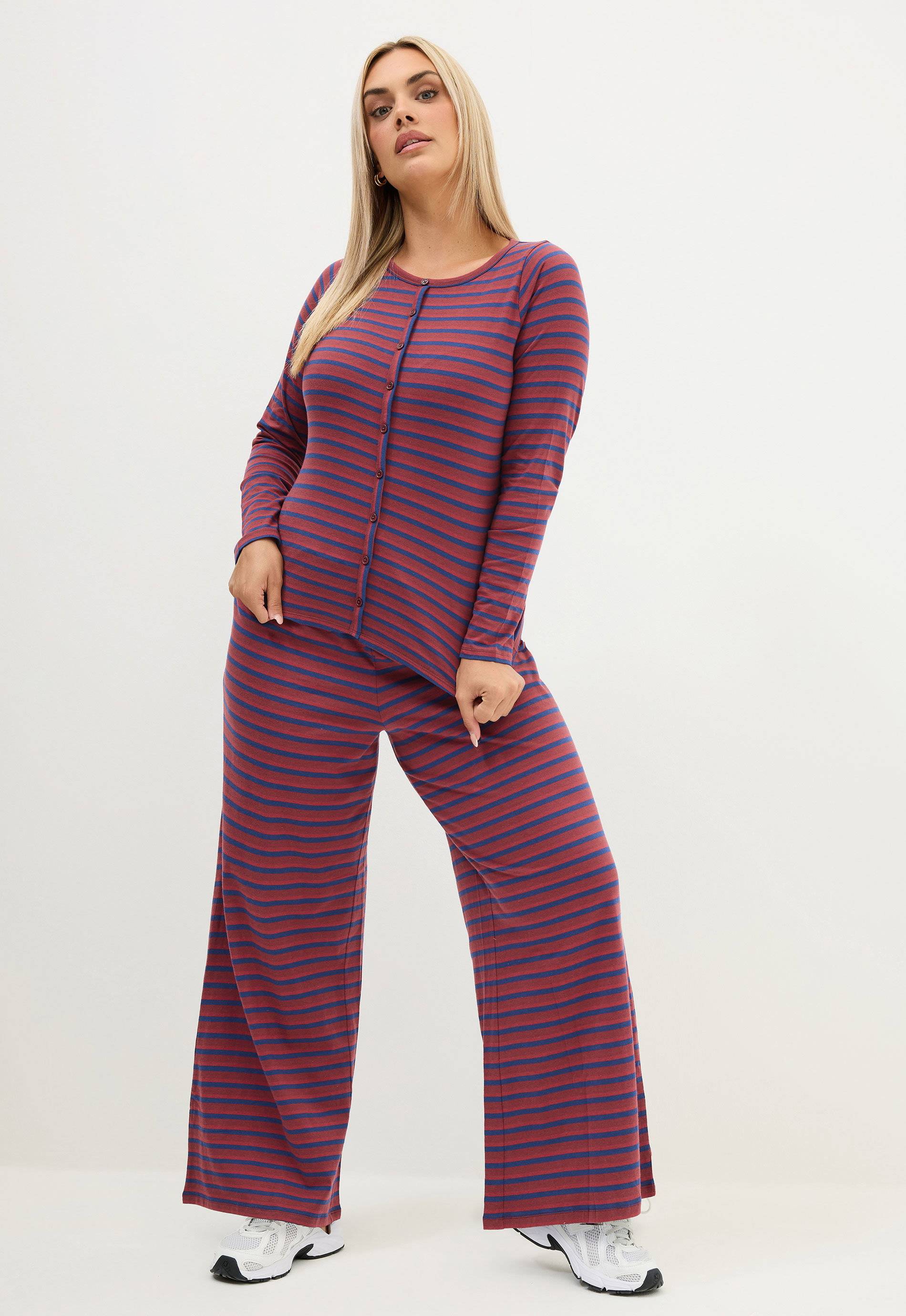 Yours Drawstring Stripe Trouser Red