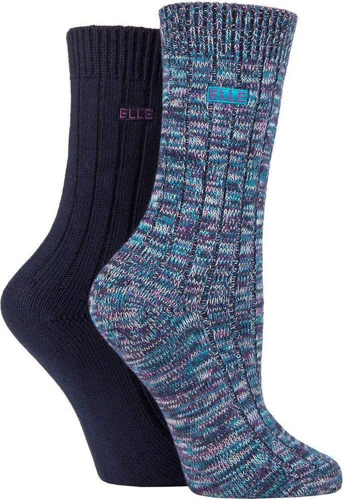 Elle Chunky Cotton Ribbed Boot Socks - Navy