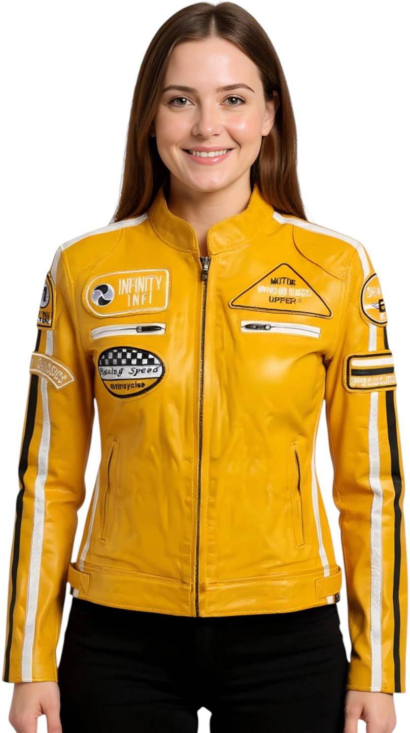 Infinity Leather Biker Racing Badges - Yellow
