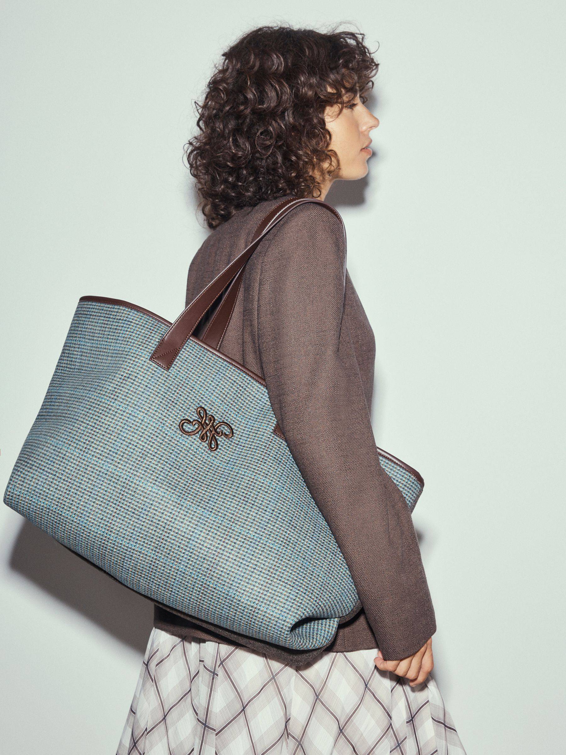 NEXT Navy Check Shoulder Bag