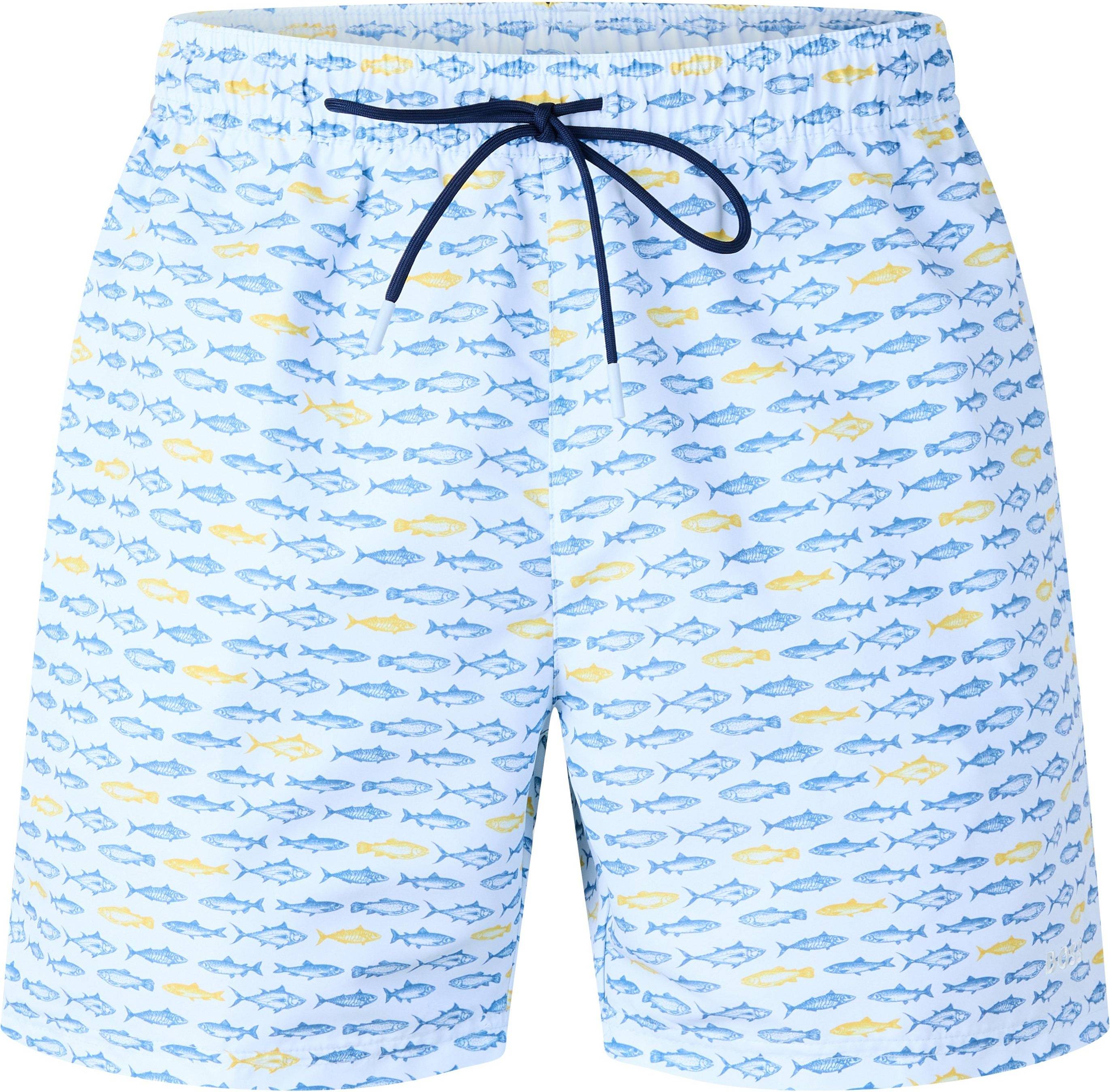 BOSS Patterned Streamlined Swim Shorts - Blue