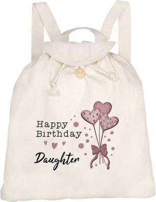 Azeeda Happy Birthday Daughter Canvas Rucksack Backpack