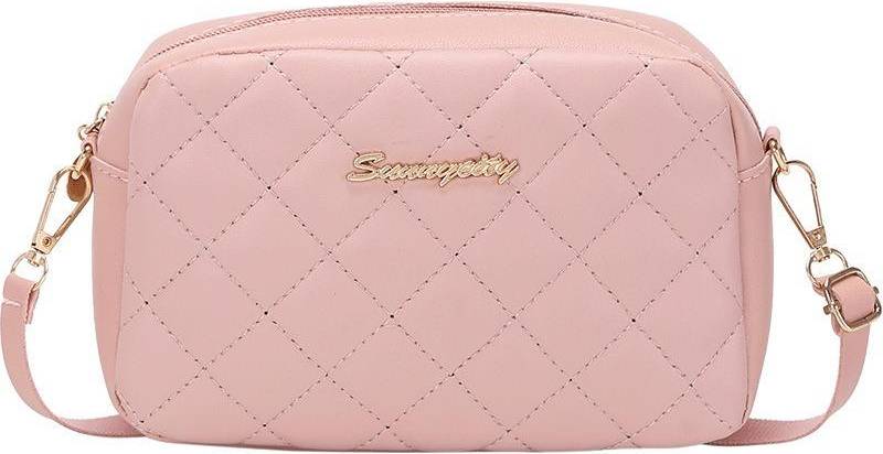 Via Roma Single Shoulder Diamond Patterned Crossbody Bag - Pink