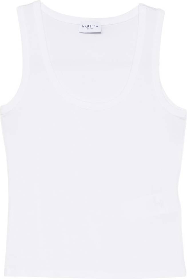 Marella Cotton Ribbed Tank Top - White
