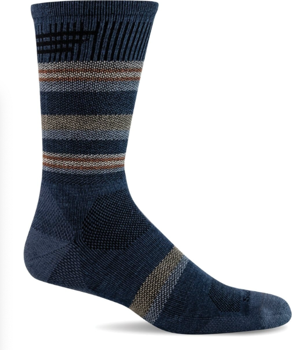 Twill Crew Moderate Graduated Compression Socks - Denim