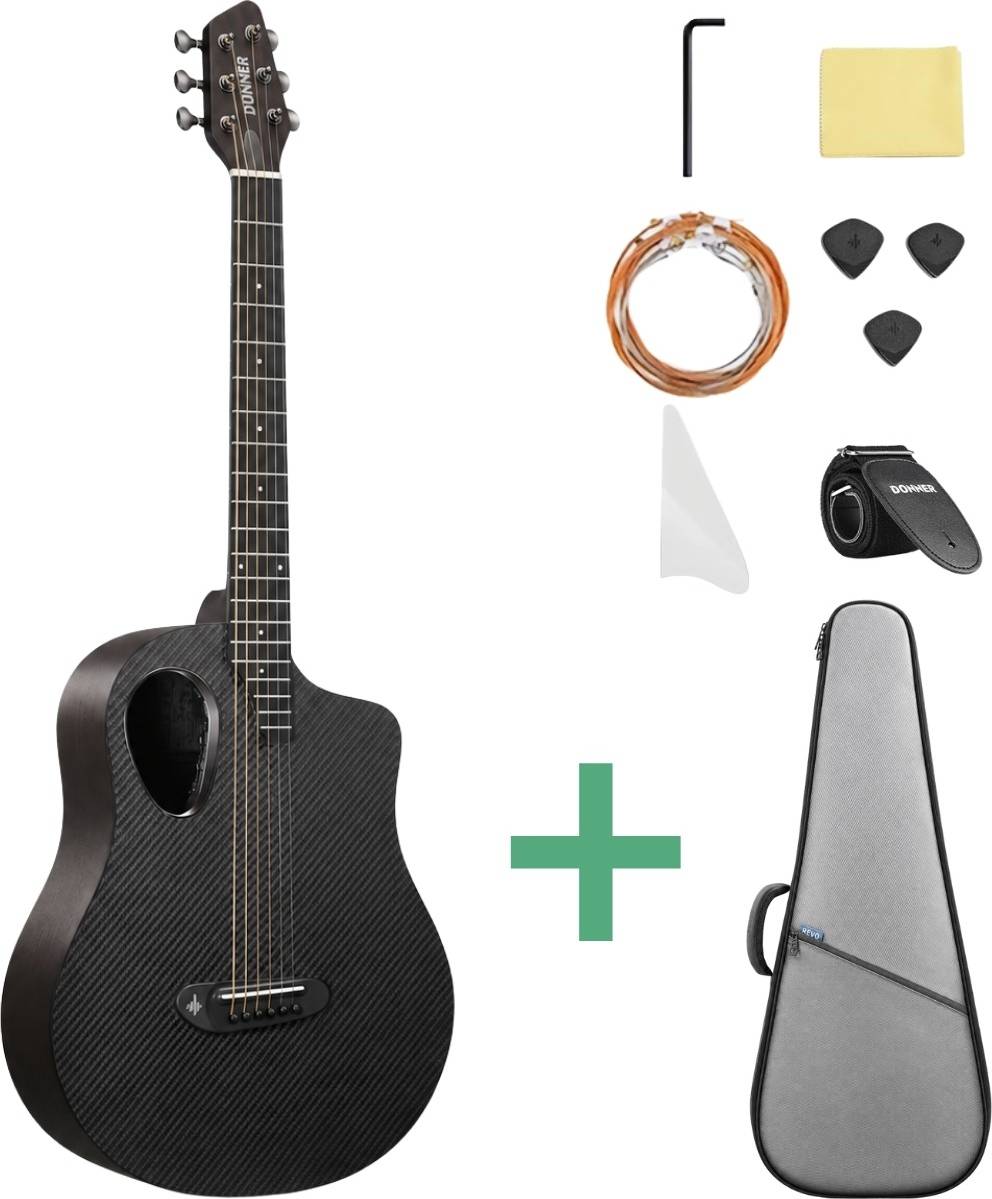 Donner Rising-G2 Western Guitar Sort