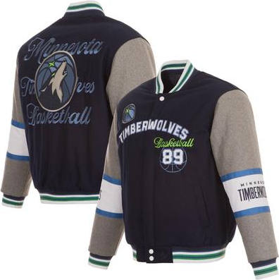 JH Design Minnesota Timberwolves Reversible Wool Jacket - Navy