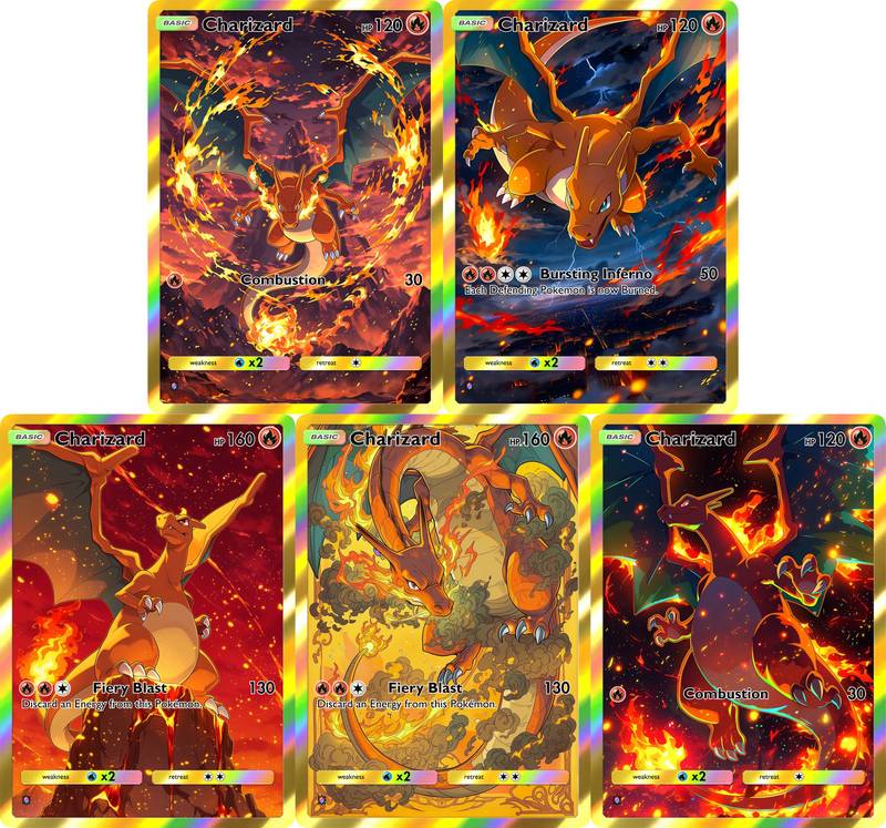 Trading cards 5Pcs Charizard Trading Cards Set