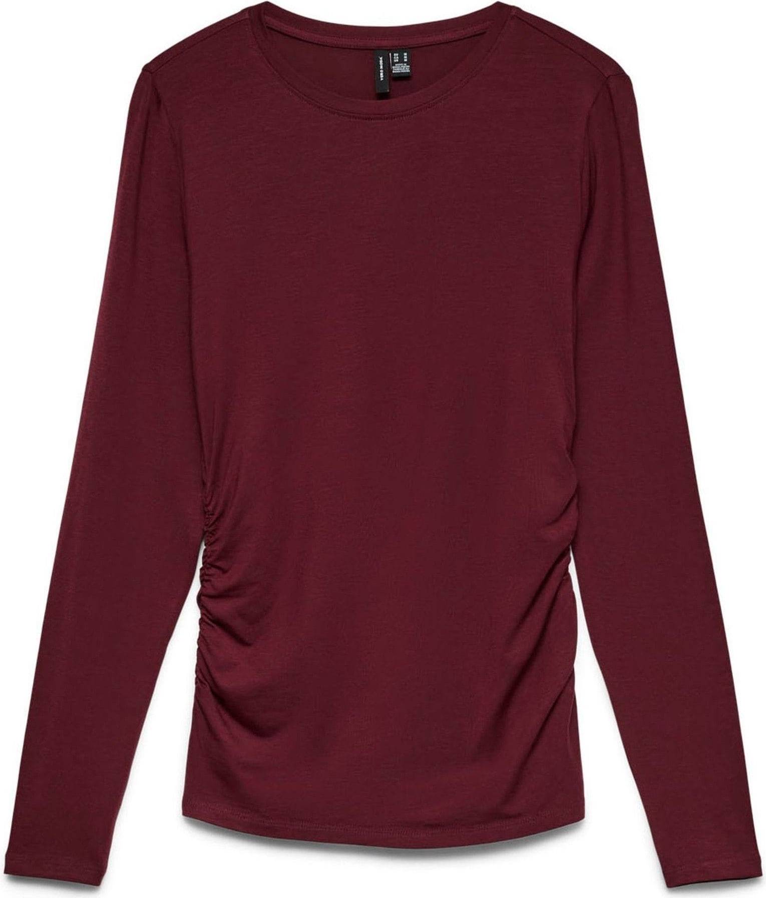 Vero Moda Red Long Sleeve Ruched Side Top